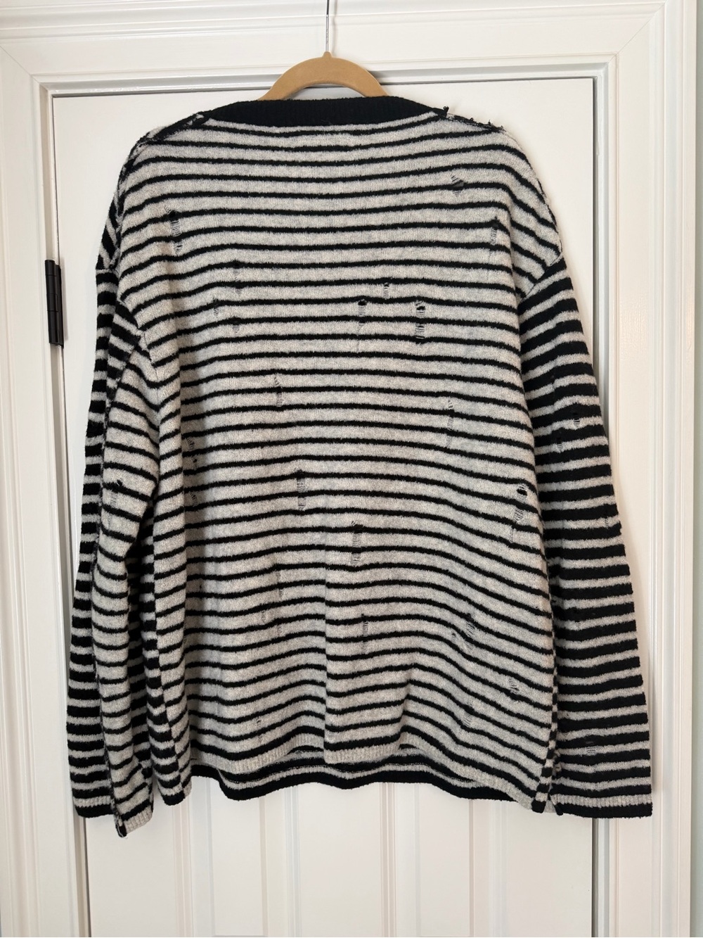 All Saints Black & White Striped Crewneck Sweater Size XL - Picture 2 of 7